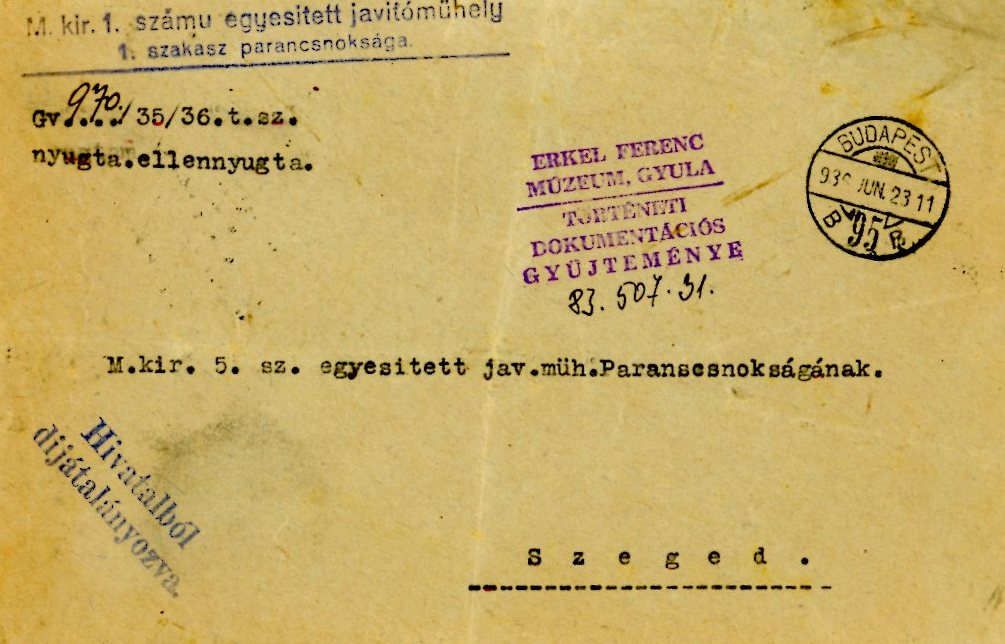 Levélboríték (Erkel Ferenc Múzeum CC BY-NC-SA)