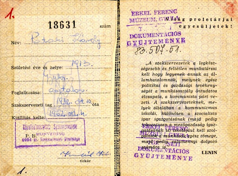 Tagkönyv (Erkel Ferenc Múzeum CC BY-NC-SA)