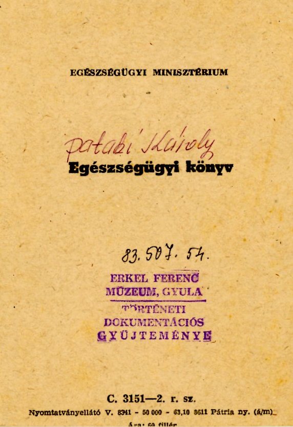 Egészségügyi könyv (Erkel Ferenc Múzeum CC BY-NC-SA)