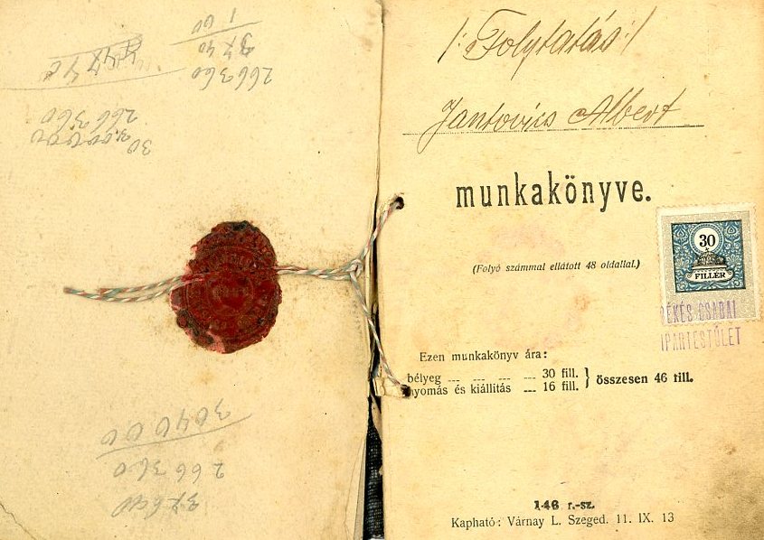 Munkakönyv (Erkel Ferenc Múzeum CC BY-NC-SA)