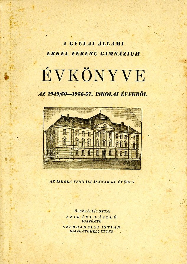 Gimnáziumi Évkönyv (Erkel Ferenc Múzeum CC BY-NC-SA)