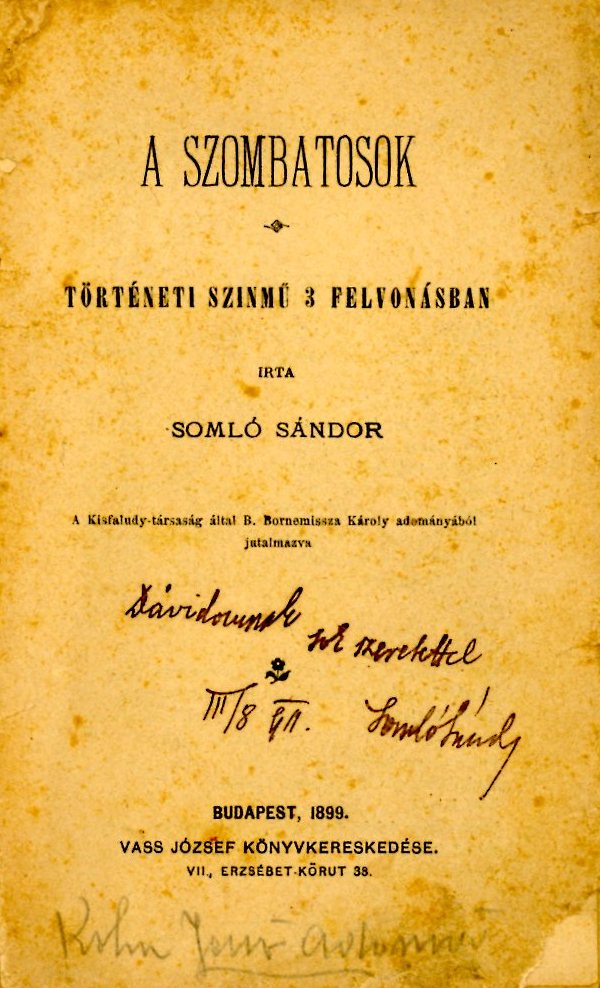 Dedikált füzet (nyomtatott) (Erkel Ferenc Múzeum CC BY-NC-SA)