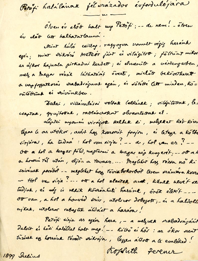 Kossuth Ferenc kézirata (Erkel Ferenc Múzeum CC BY-NC-SA)