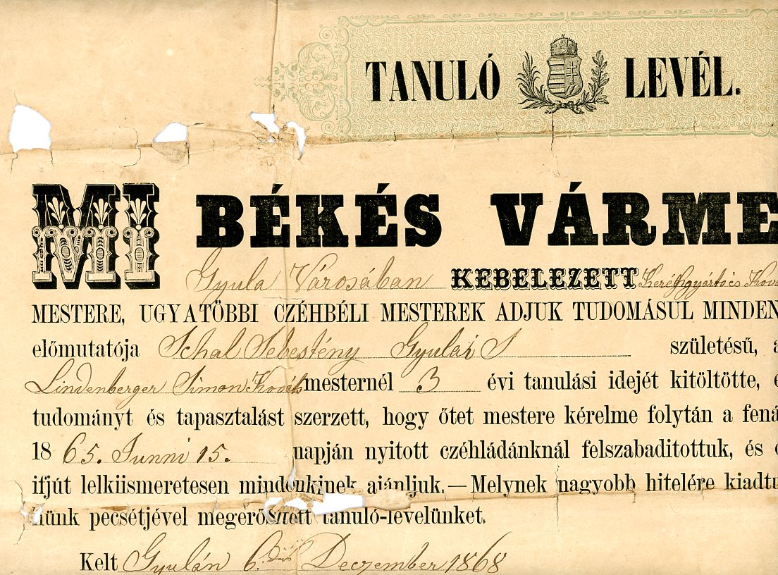 Tanuló levél (Erkel Ferenc Múzeum CC BY-NC-SA)