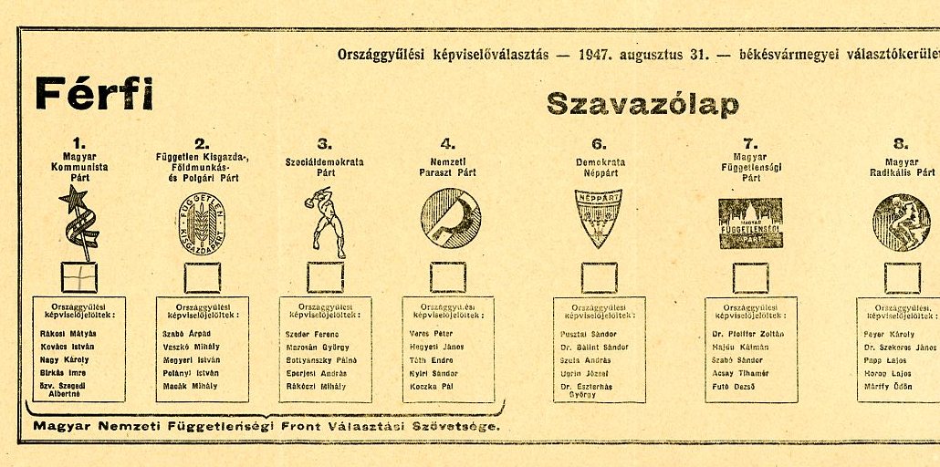 Szavazólap (Erkel Ferenc Múzeum CC BY-NC-SA)