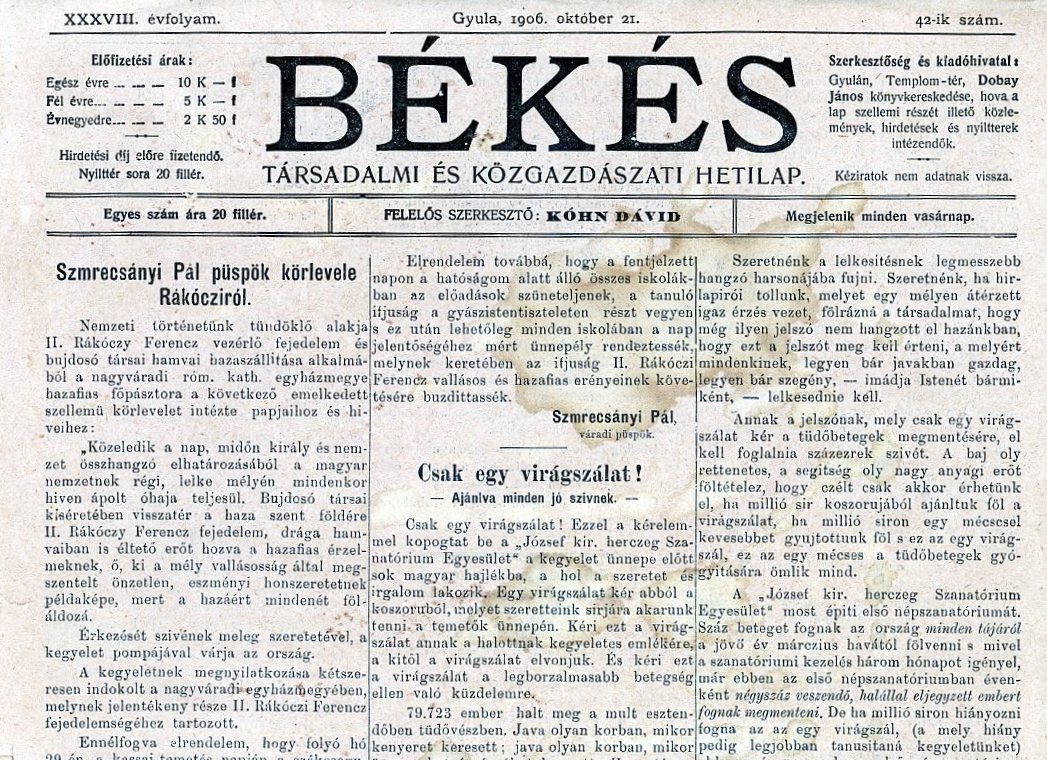 Újságlap (Erkel Ferenc Múzeum CC BY-NC-SA)