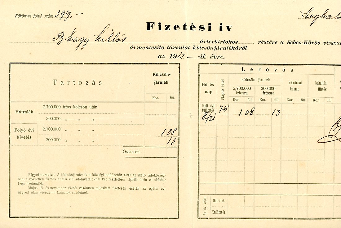 Kifizetési számlák (Erkel Ferenc Múzeum CC BY-NC-SA)