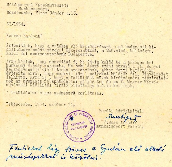Hivatalos levél (Erkel Ferenc Múzeum CC BY-NC-SA)