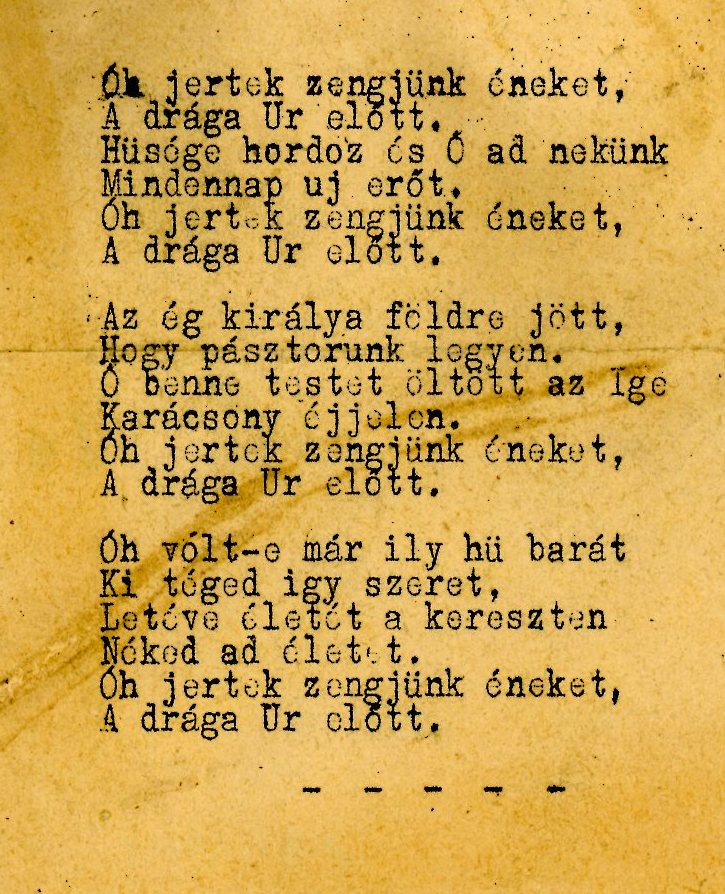 Vallásos énekszöveg (Erkel Ferenc Múzeum CC BY-NC-SA)