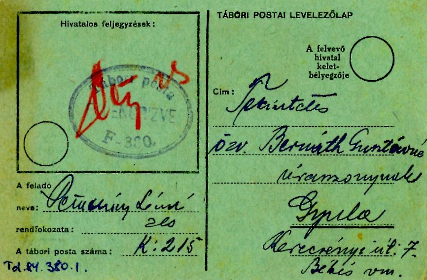 Tábori postai lapok (Erkel Ferenc Múzeum CC BY-NC-SA)