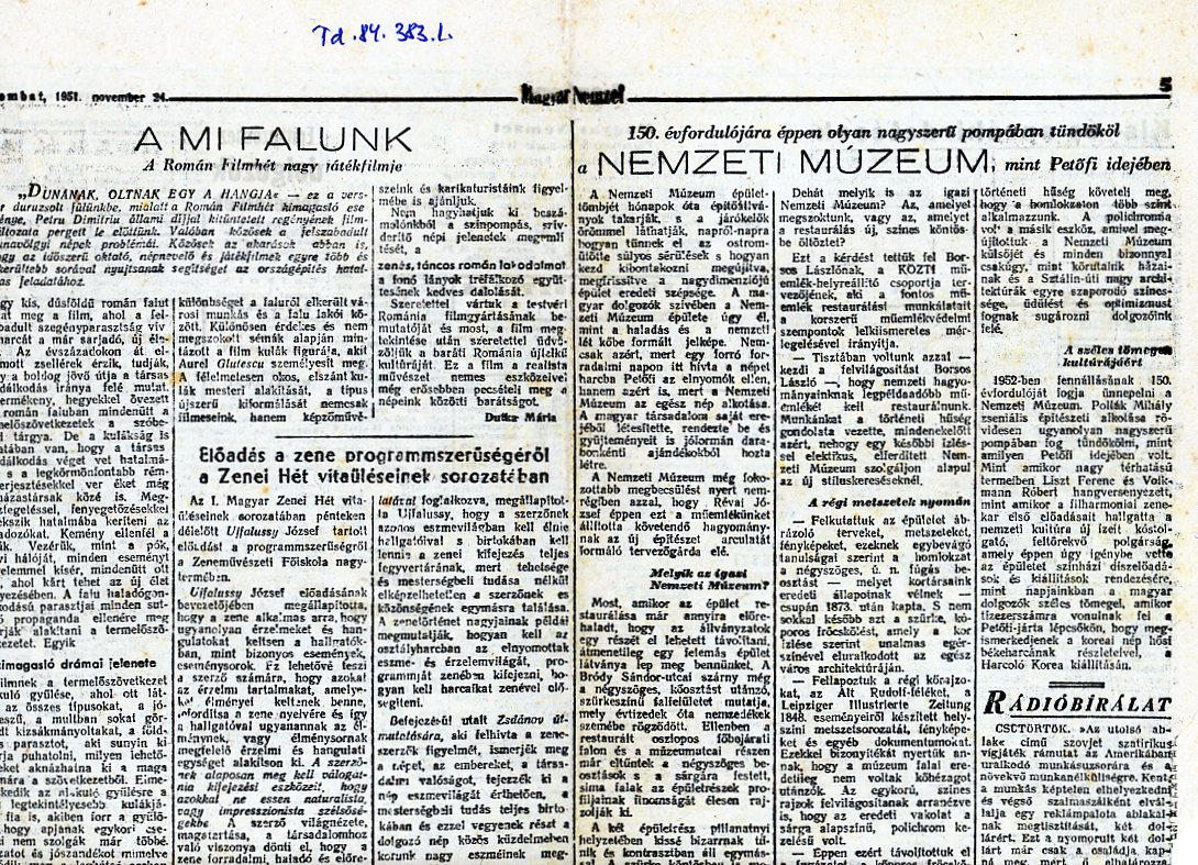 Újságkivágások (Erkel Ferenc Múzeum CC BY-NC-SA)
