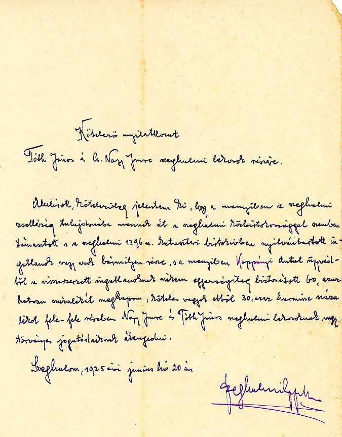 Nyilatkozat (Erkel Ferenc Múzeum CC BY-NC-SA)