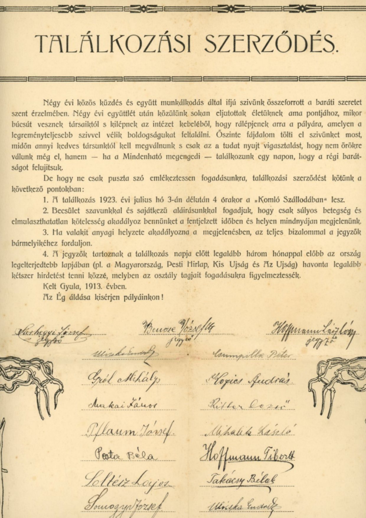 Iskolai találkozási szerződés (Erkel Ferenc Múzeum CC BY-NC-SA)