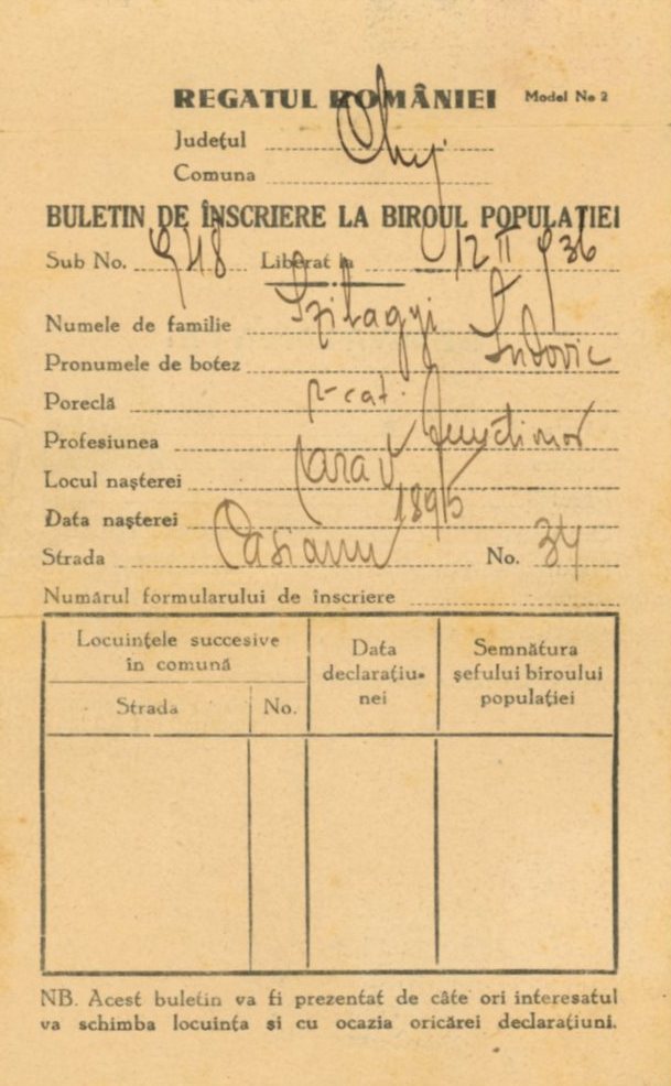 Buletin- személyi igazolvány (Erkel Ferenc Múzeum CC BY-NC-SA)