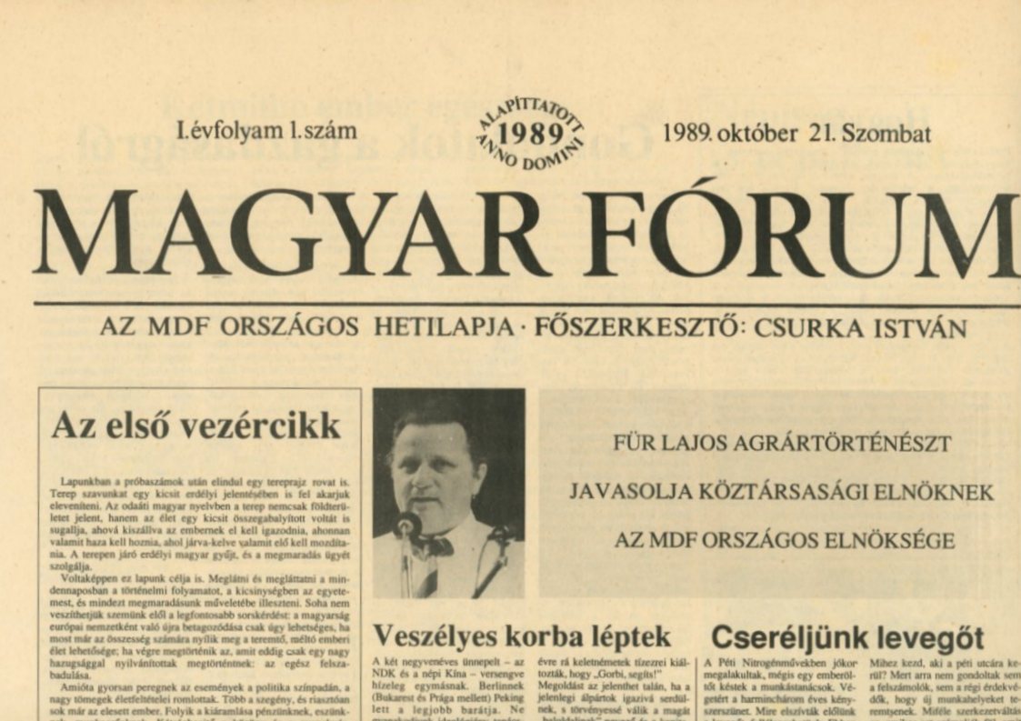 Újság :   Magyar Fórum (Erkel Ferenc Múzeum CC BY-NC-SA)