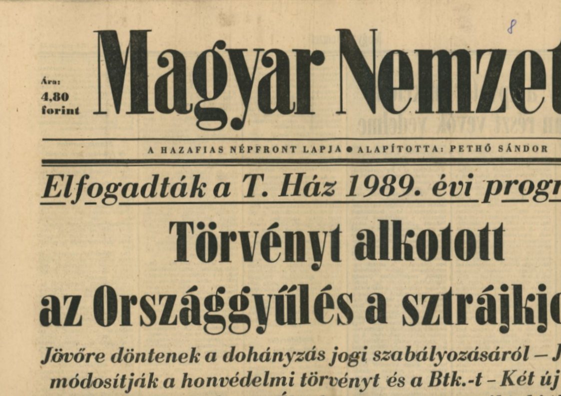 Újság :  Magyar Nemzet (Erkel Ferenc Múzeum CC BY-NC-SA)