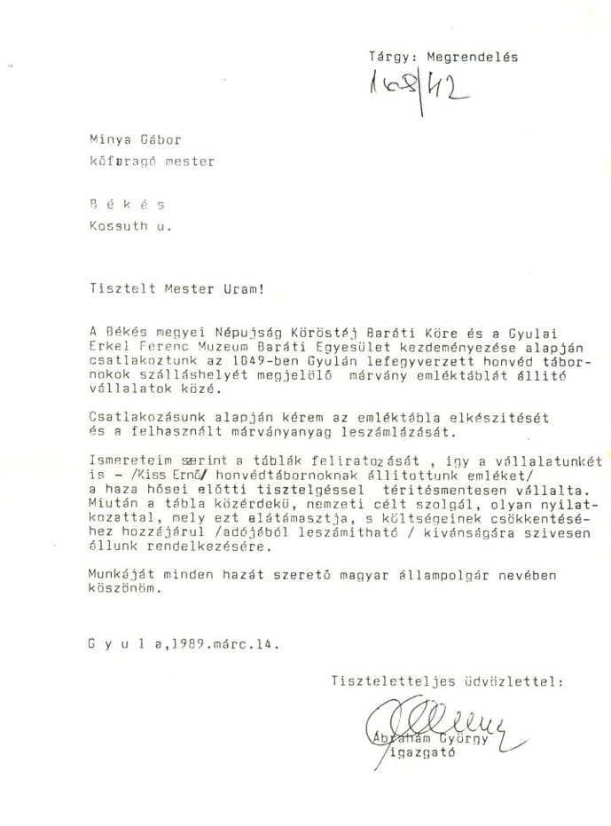 Levél , Xerox (Erkel Ferenc Múzeum CC BY-NC-SA)