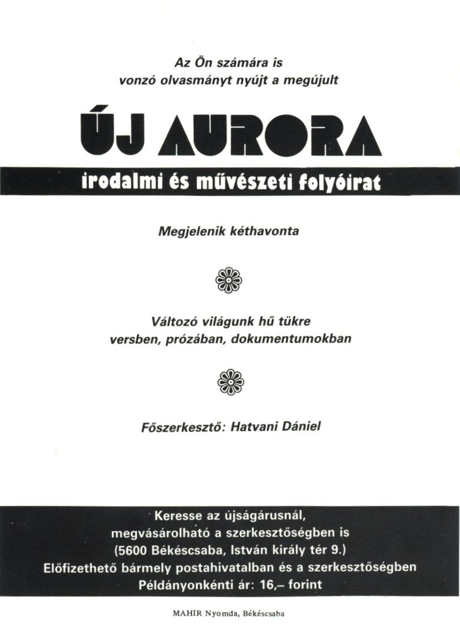 Plakát : Új Auróra (Erkel Ferenc Múzeum CC BY-NC-SA)