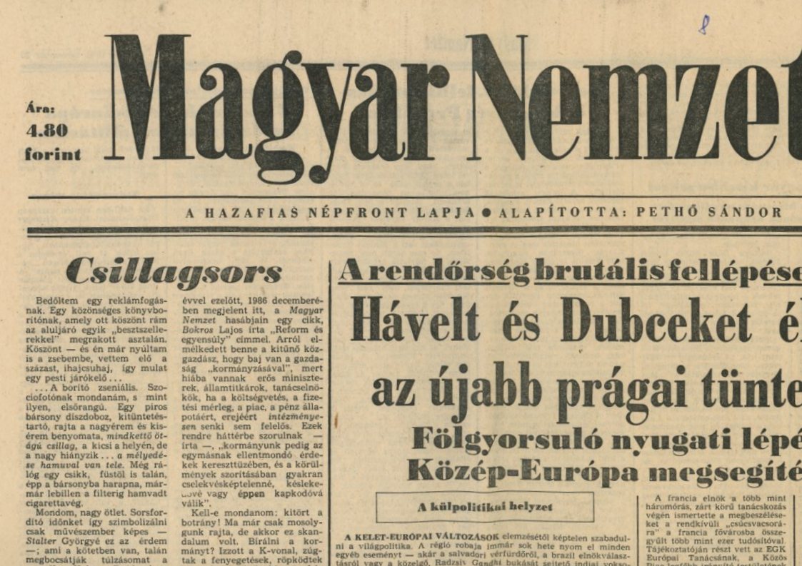 Újság : Magyar Nemzet (Erkel Ferenc Múzeum CC BY-NC-SA)