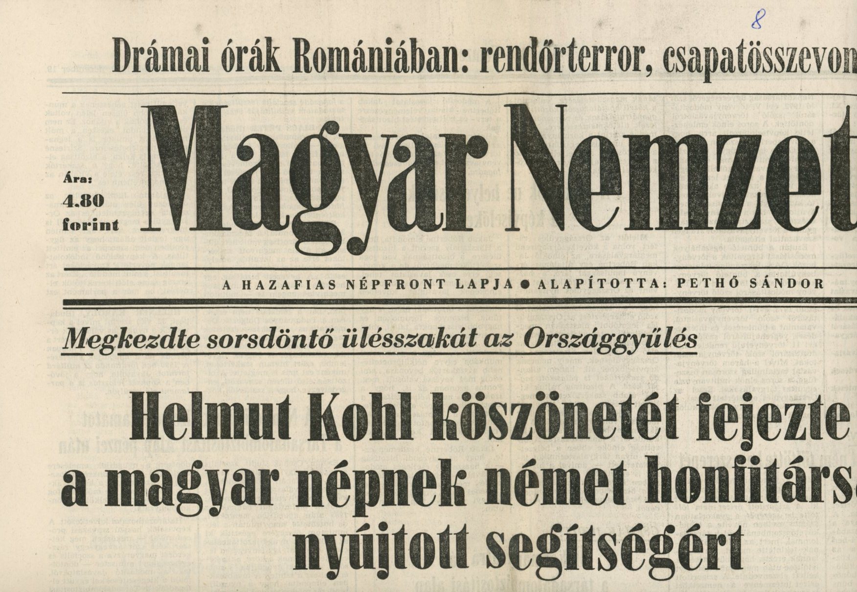 Újság: Magyar Nemzet (Erkel Ferenc Múzeum CC BY-NC-SA)