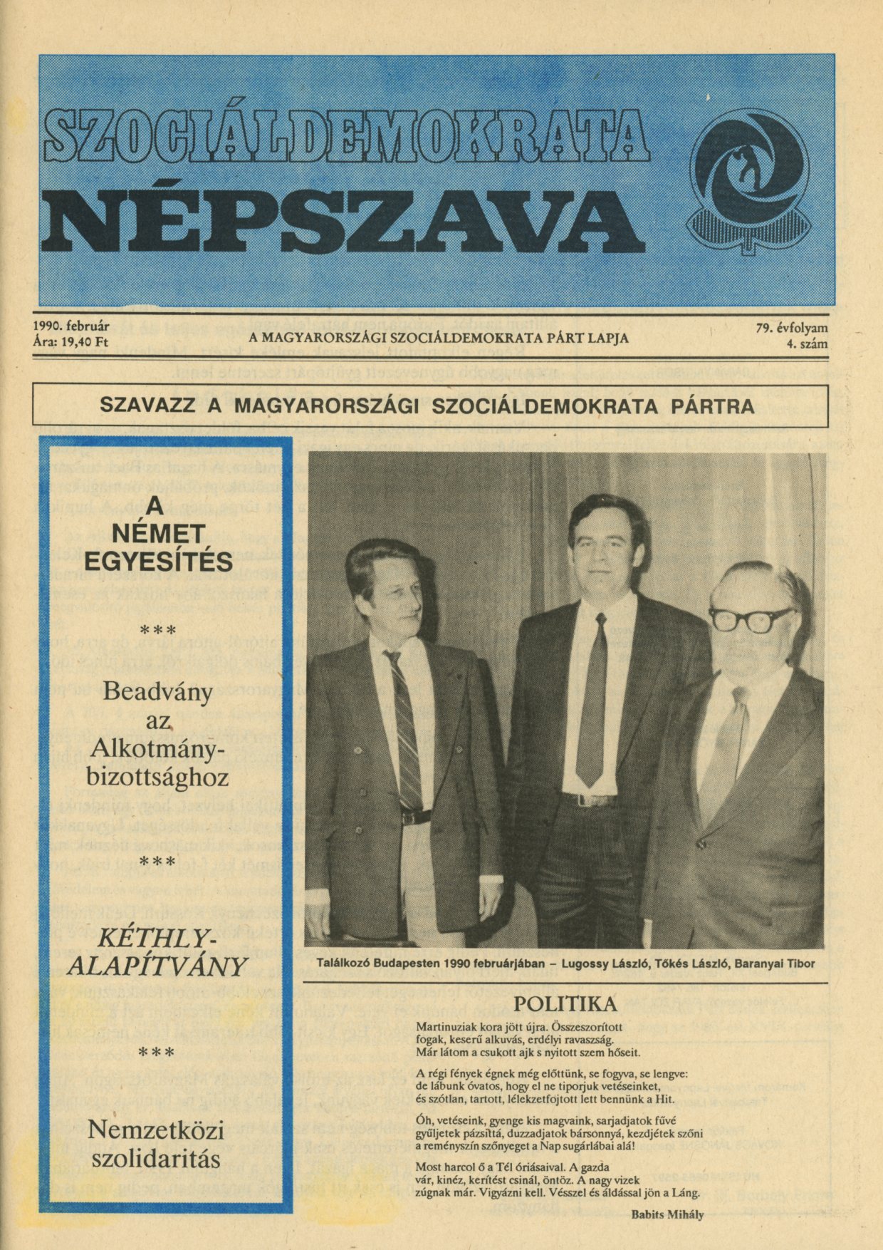 Újság : Szociáldemokrata Népszava (Erkel Ferenc Múzeum CC BY-NC-SA)