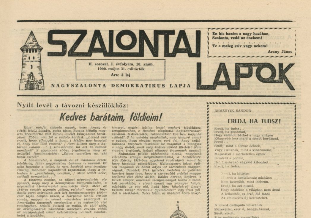 Újság : Szalontai lapok (Erkel Ferenc Múzeum CC BY-NC-SA)