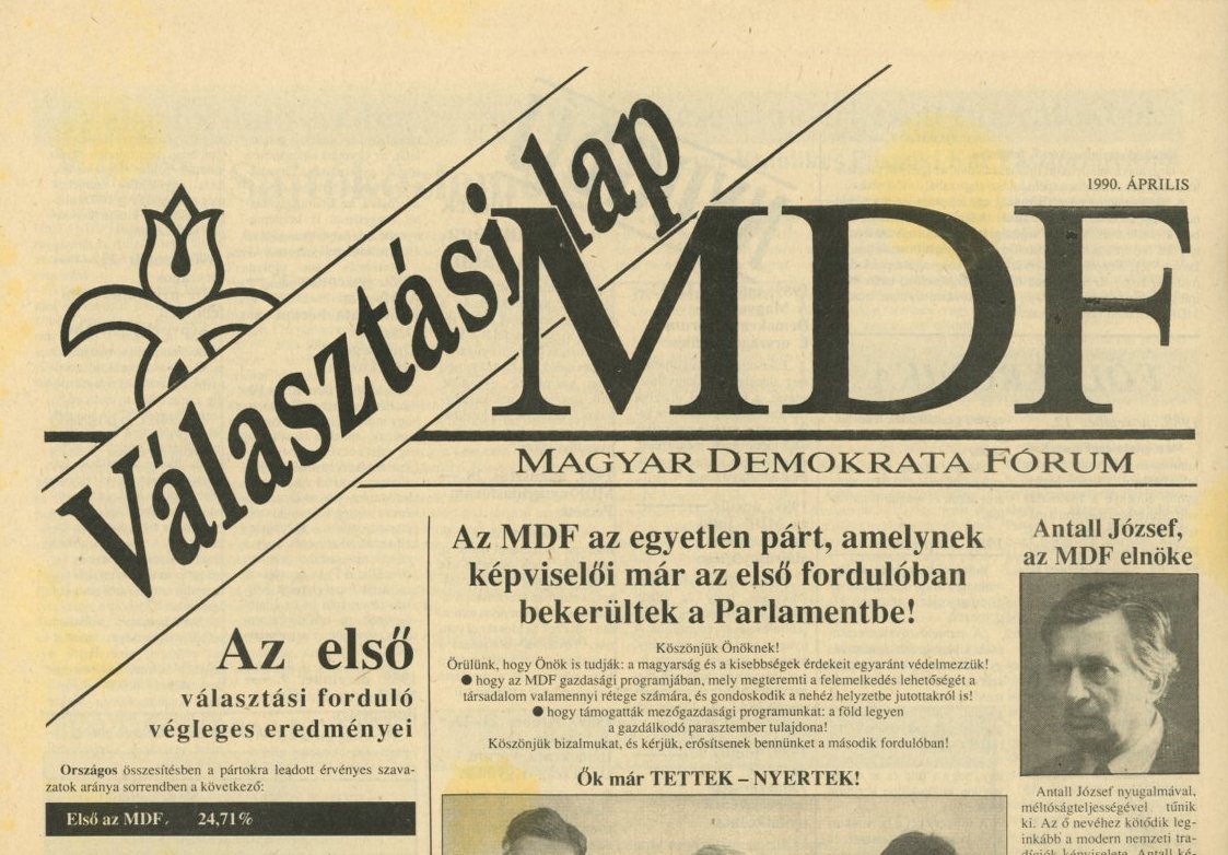 Újság : Választási MDF (Erkel Ferenc Múzeum CC BY-NC-SA)
