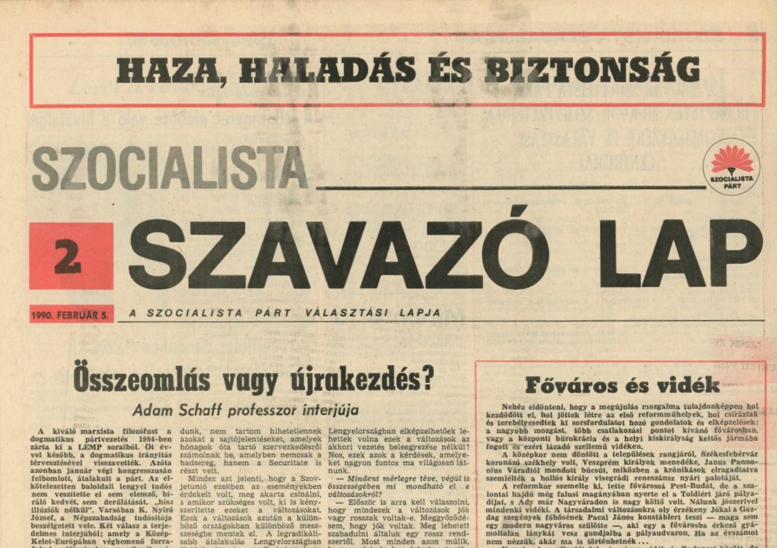 Újság : Szavazó lap (Erkel Ferenc Múzeum CC BY-NC-SA)