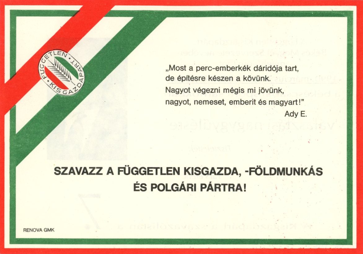 Szórólap : Kisgazda Párt (Erkel Ferenc Múzeum CC BY-NC-SA)