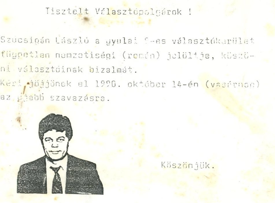 Független képviselőjelölt falragasza (Erkel Ferenc Múzeum CC BY-NC-SA)