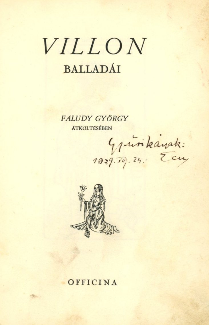 Könyv : Villon balladái (Erkel Ferenc Múzeum CC BY-NC-SA)