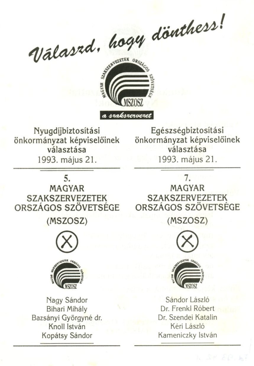 Szórólap választáshoz : MSZOSZ (Erkel Ferenc Múzeum CC BY-NC-SA)