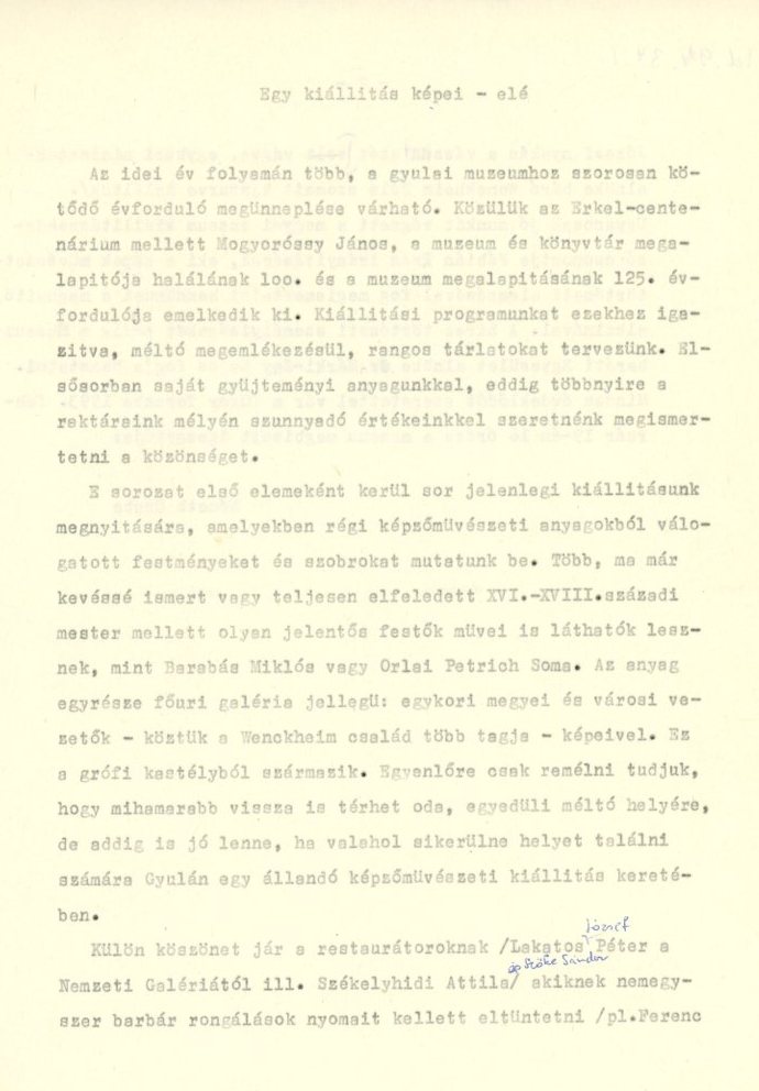 Kézirat újságcikkhez (Erkel Ferenc Múzeum CC BY-NC-SA)