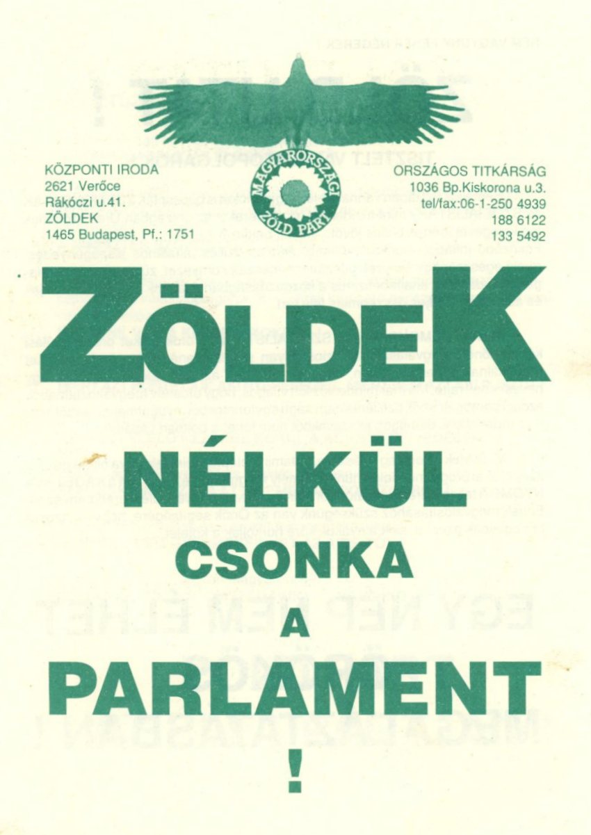 Szóróanyag : Zöldek (Erkel Ferenc Múzeum CC BY-NC-SA)