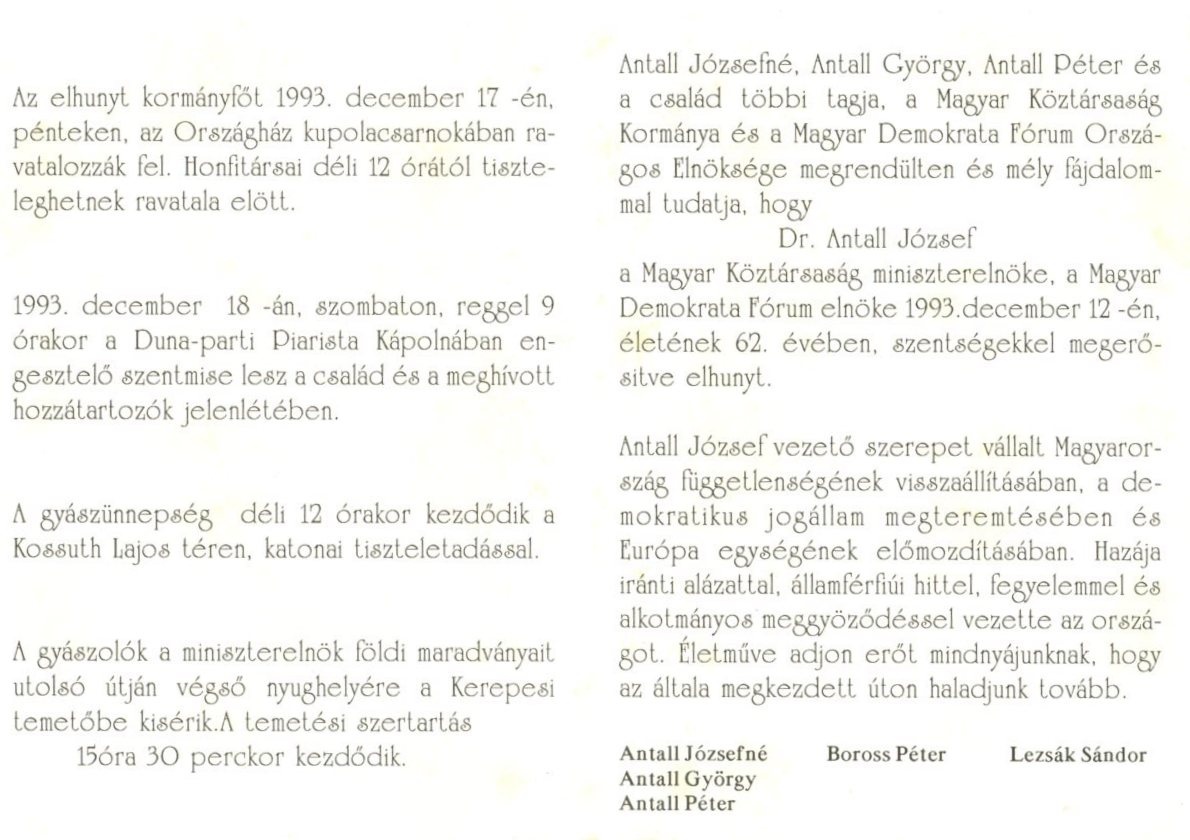 Bejelentés : Antall József (Erkel Ferenc Múzeum CC BY-NC-SA)