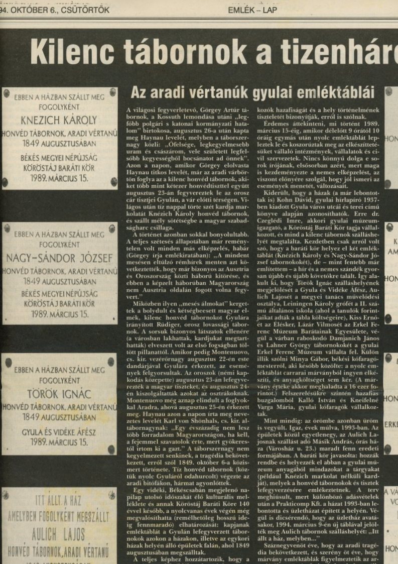 Bm. nap emléklapja 1995 okt.6. (Erkel Ferenc Múzeum CC BY-NC-SA)