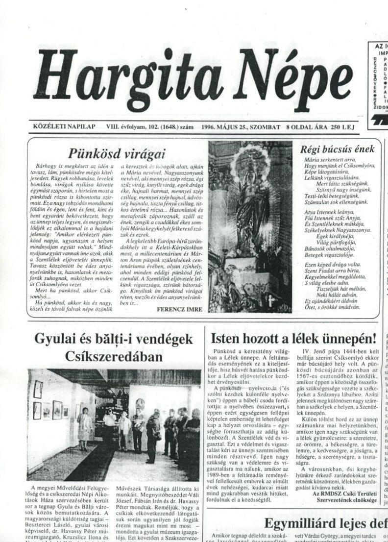 Fénymásolat újságról (Erkel Ferenc Múzeum CC BY-NC-SA)