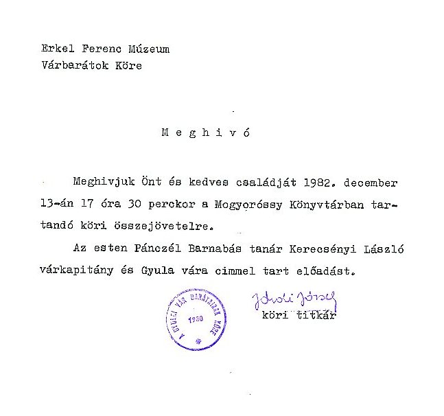 Meghívó (Erkel Ferenc Múzeum CC BY-NC-SA)