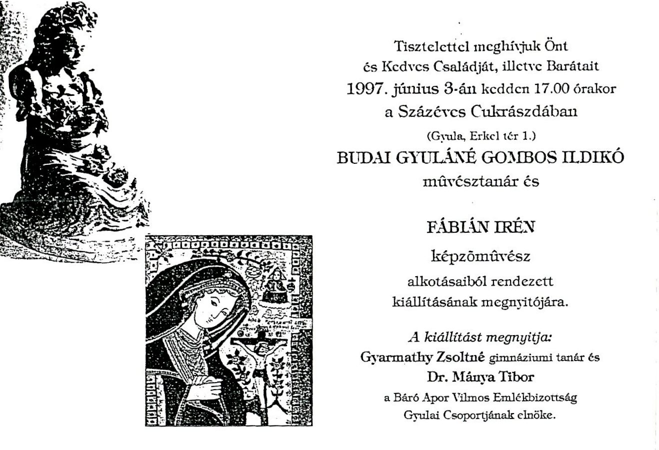 Meghívó : Fábián Irén (Erkel Ferenc Múzeum CC BY-NC-SA)