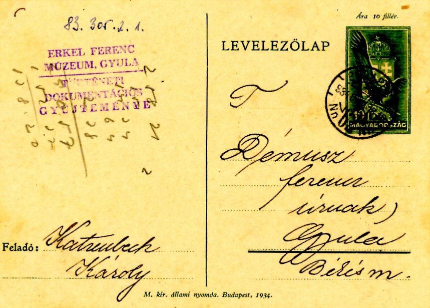 levelezőlap (Erkel Ferenc Múzeum CC BY-NC-SA)