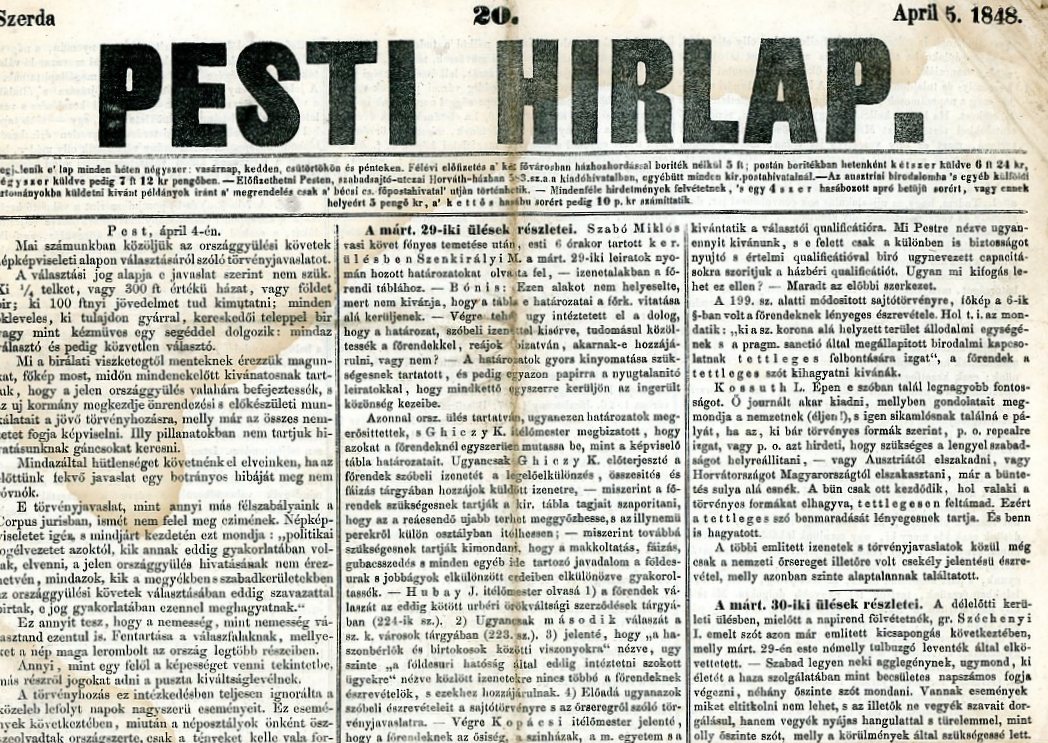 újság : Pesti Hírlap (Erkel Ferenc Múzeum CC BY-NC-SA)