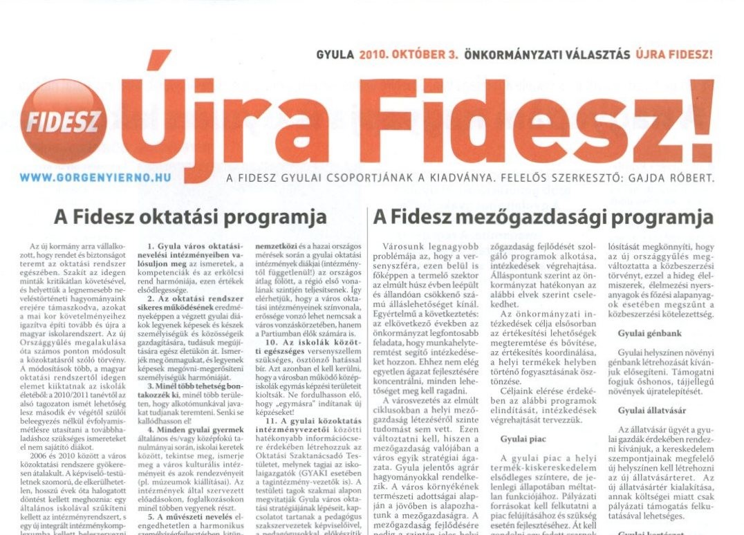 Újság : Újra FIDESZ! (Erkel Ferenc Múzeum CC BY-NC-SA)