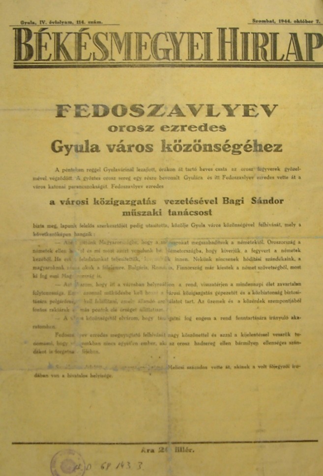 Újság: Békésmegyei Hírlap (Erkel Ferenc Múzeum CC BY-NC-SA)