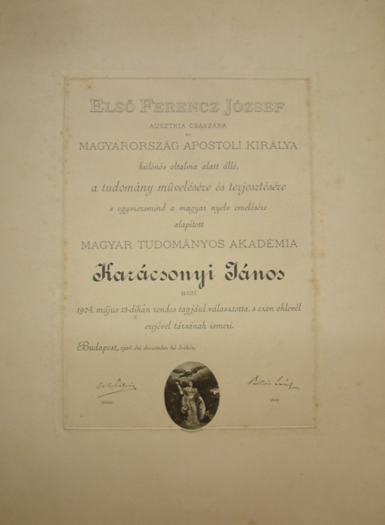 Akadémiai oklevél (Erkel Ferenc Múzeum CC BY-NC-SA)