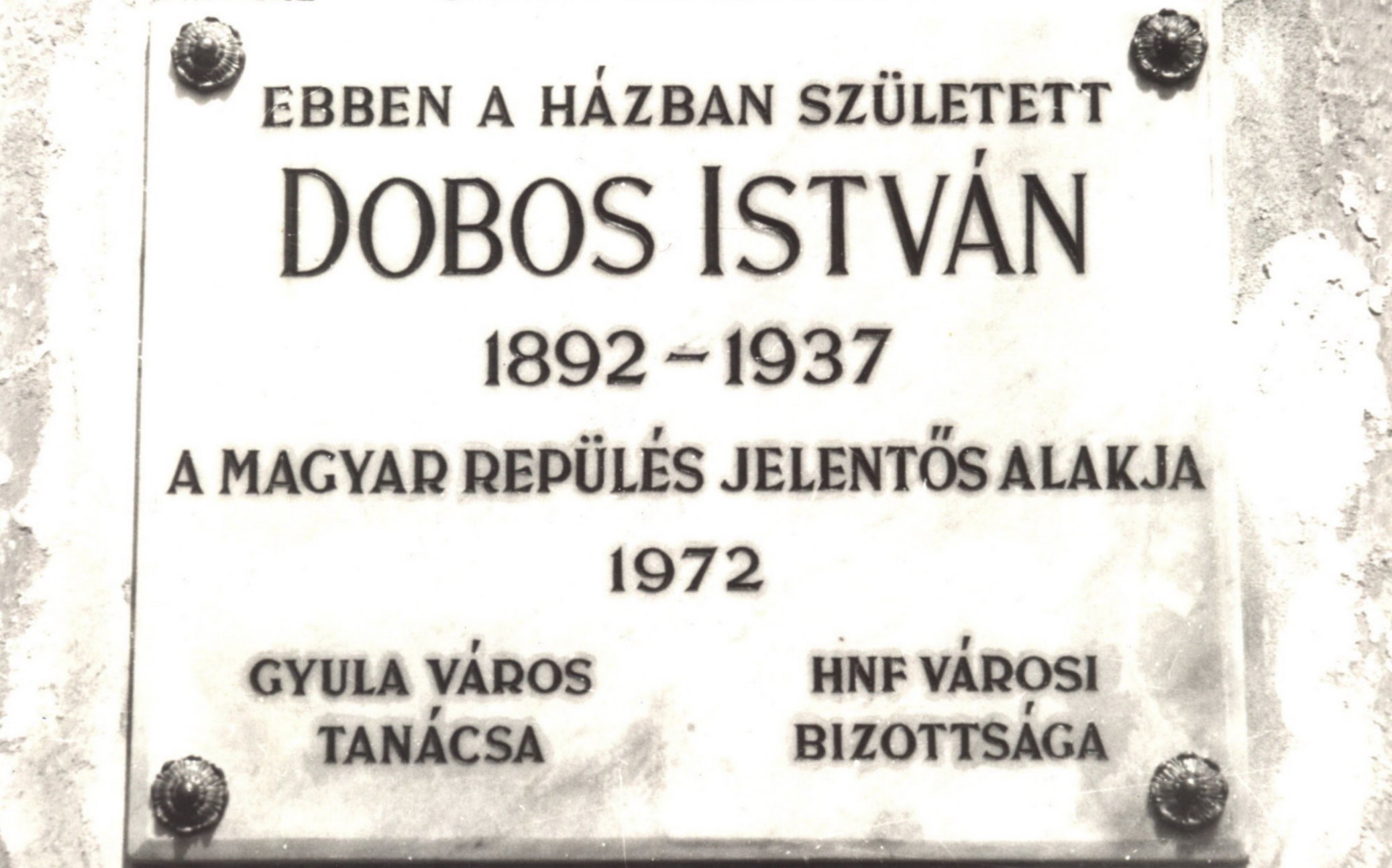 Dobos István emléktáblája (Erkel Ferenc Múzeum CC BY-NC-SA)