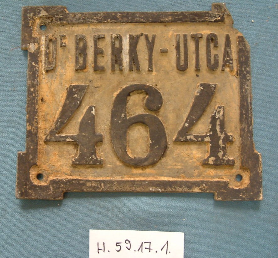 Házszámtábla **Berky u 464 (Erkel Ferenc Múzeum CC BY-NC-SA)