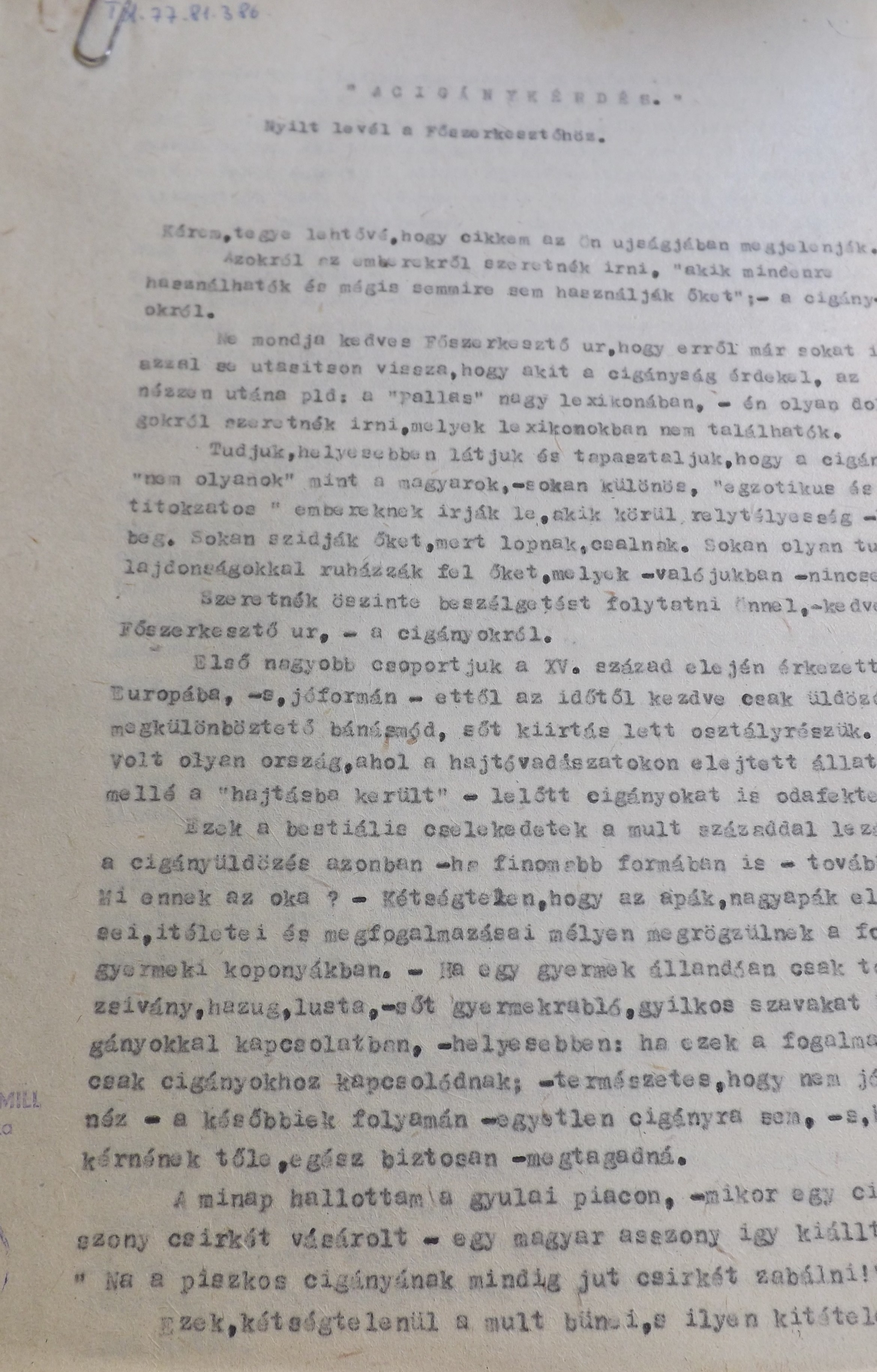 Nyílt levél (cikk) (Erkel Ferenc Múzeum CC BY-NC-SA)