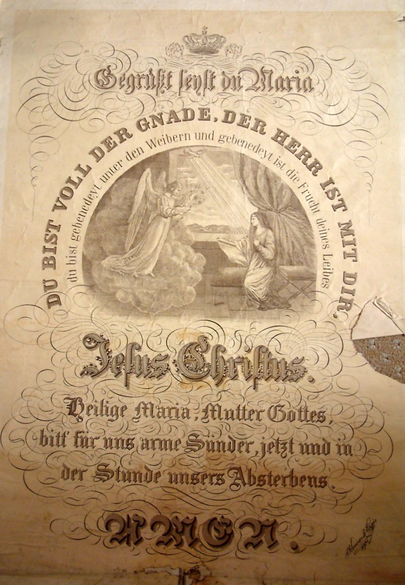 Oklevél az "Üdvözlégy" német szövegével (Erkel Ferenc Múzeum CC BY-NC-SA)