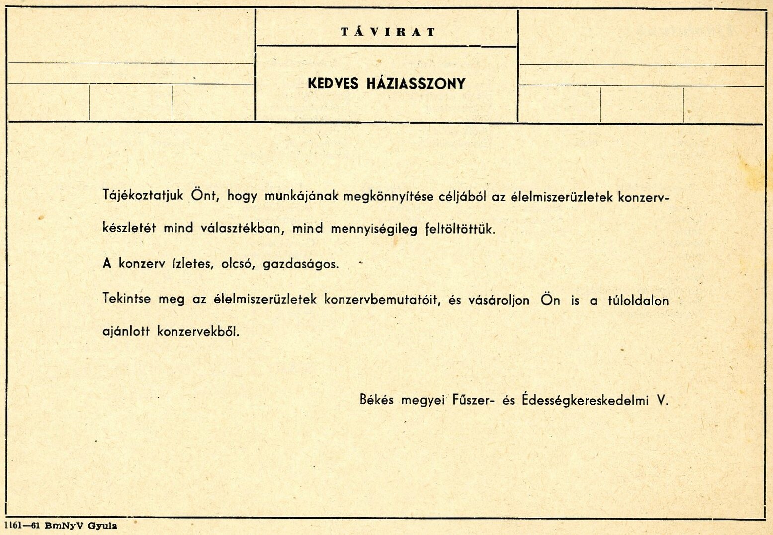 Távirat (Erkel Ferenc Múzeum CC BY-NC-SA)