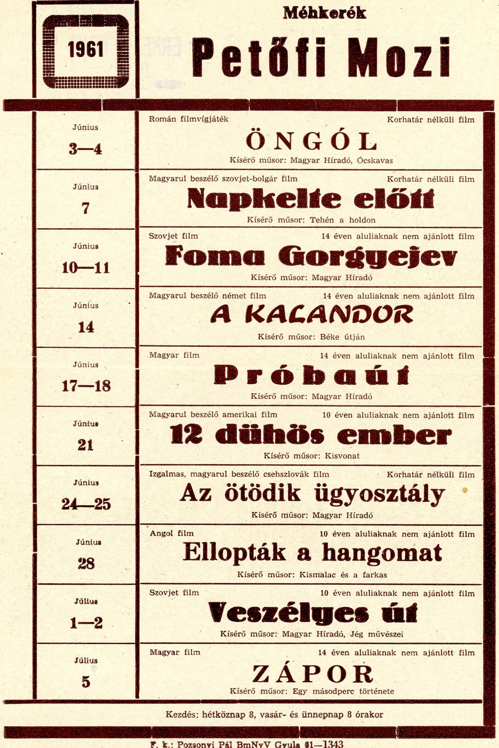 Műsor (Erkel Ferenc Múzeum CC BY-NC-SA)